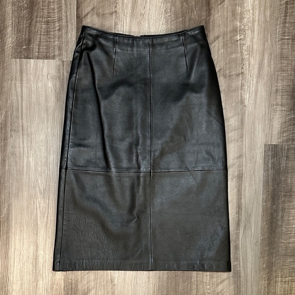 Wilsons Leather Dresses & Skirts - Wilson Leather Black Window Frame Seam Leather Pencil Skirt - 2